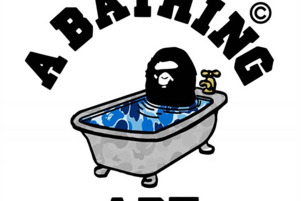 时尚潮流裁片印花服装:沐浴中的猿人图案设计