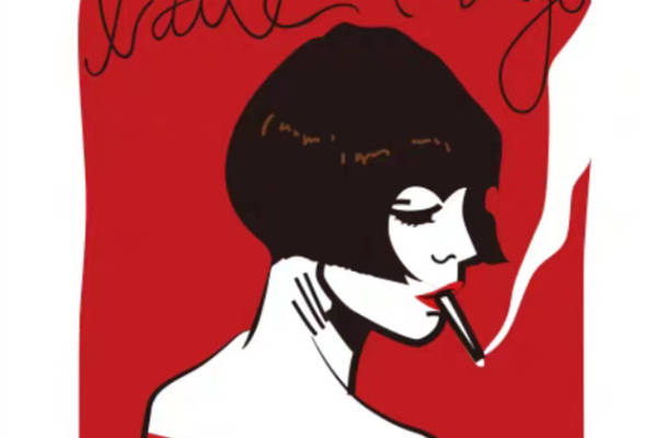 时尚女性红白条纹裁片印花服装印花设计