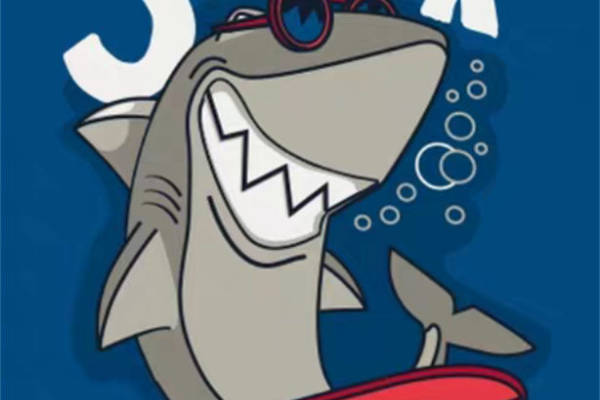 加州海滩冲浪鲨鱼裁片印花服装印花设计