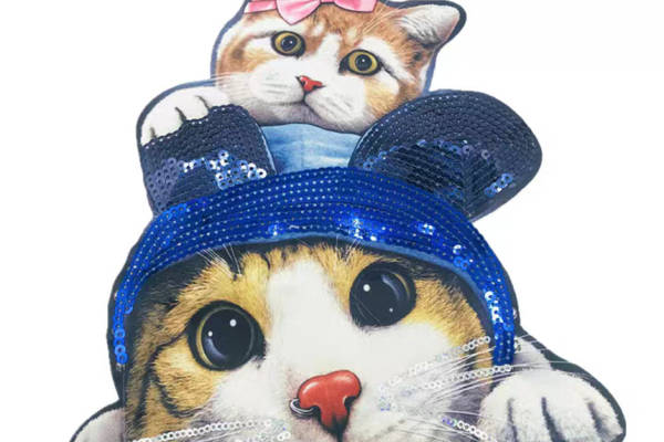 可爱猫咪裁片印花服装,时尚个性服装印花设计