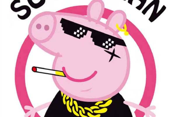 时尚个性猪猪裁片印花服装印花设计