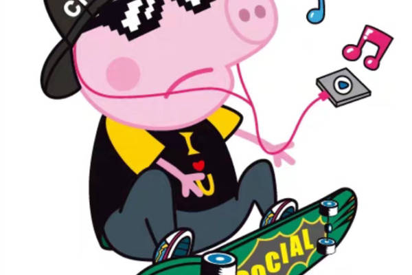 时尚潮流猪猪裁片印花服装印花设计