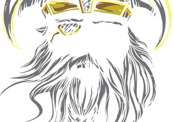 北欧神话风格山羊头裁片印花服装印花设计