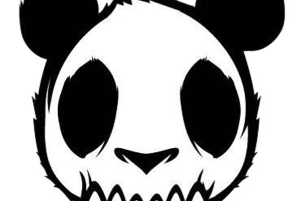 创意熊猫头骨裁片印花服装，独特黑白风格服装印花设计