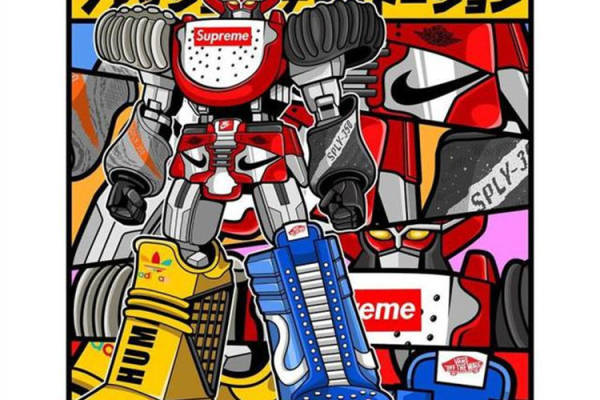 创意机器人裁片印花服装,潮流街头风格时尚设计