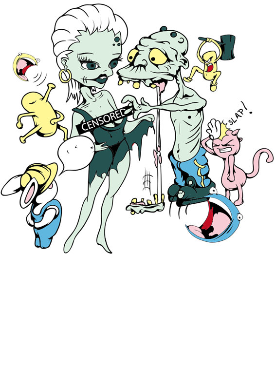 独特裁片印花服装：趣味卡通人物设计，适合个性展示