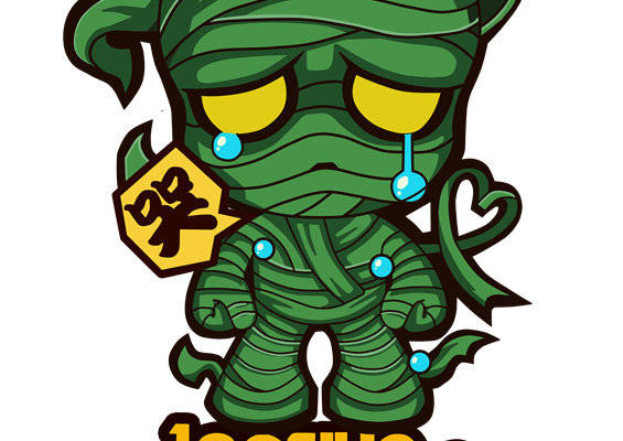 独特绿色木乃伊裁片印花服装，展现个性时尚风格