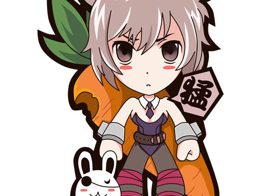 动漫风格兔耳女孩裁片印花服装印花设计