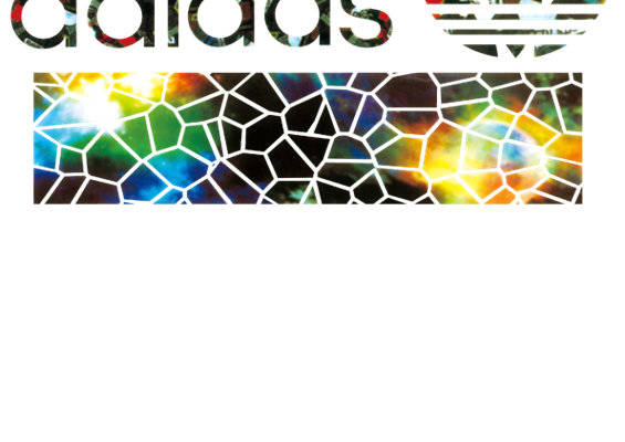 Adidas风格多彩玻璃裁片印花服装图案设计