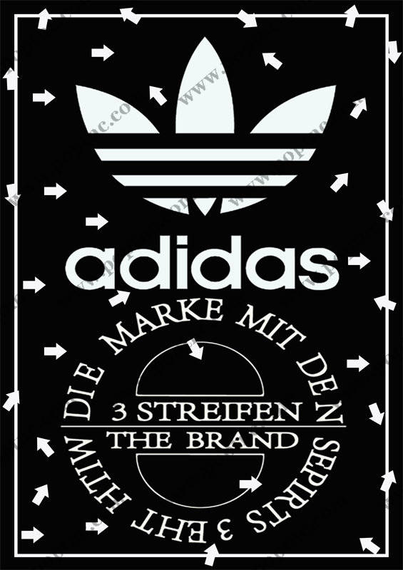 经典黑白阿迪达斯裁片印花服装印花设计