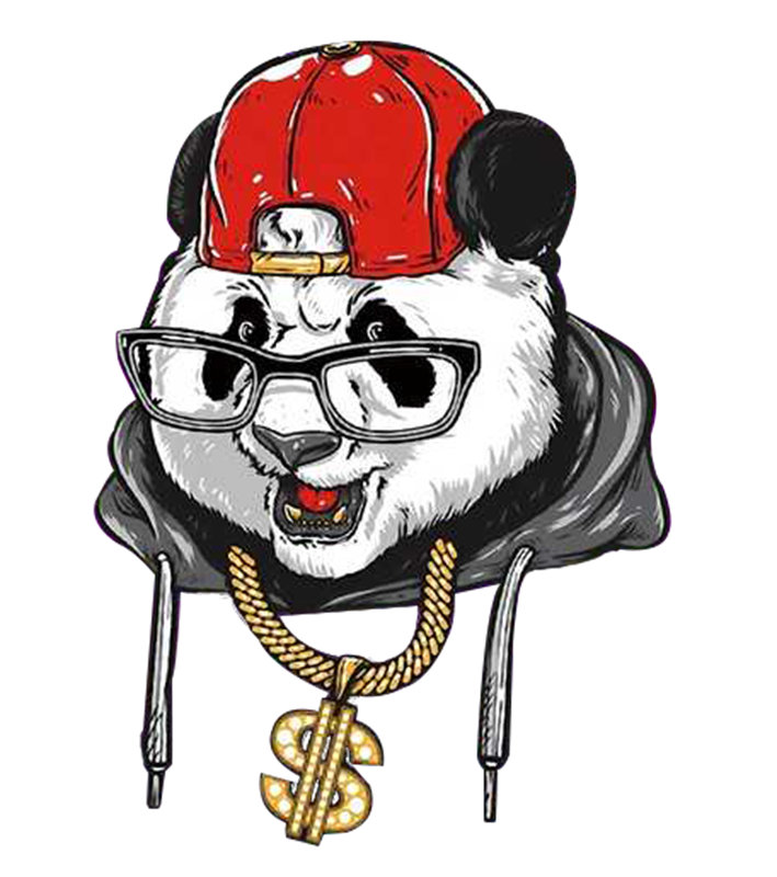 时尚潮流熊猫裁片印花服装，街头风格个性服装印花设计