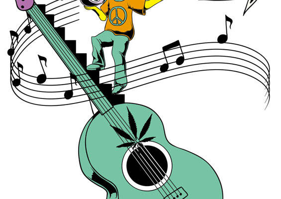 音乐主题裁片印花服装印花设计：通往天堂之路