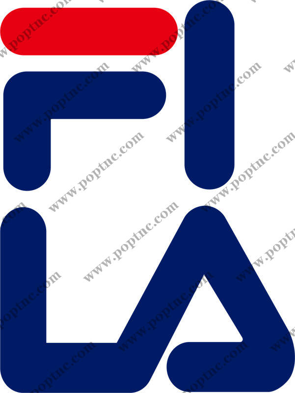 经典蓝色与红色搭配的FILA裁片印花服装印花设计