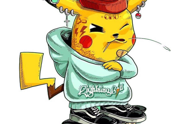 时尚街头风格皮卡丘裁片印花服装印花设计