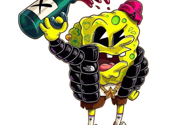 街头潮流风格裁片印花服装印花设计