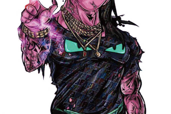 街头时尚风格猪形象裁片印花服装印花设计