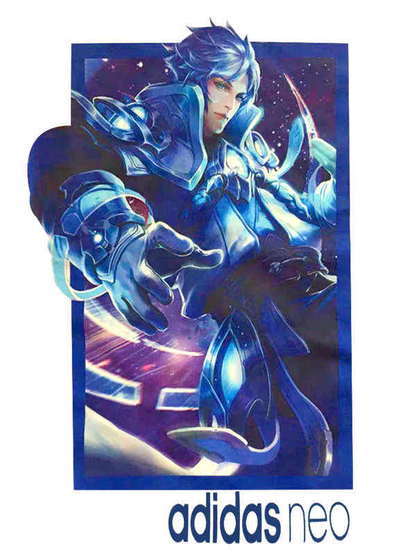 未来感蓝色战士裁片印花服装印花设计