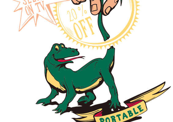 创意裁片印花服装:趣味卡通蜥蜴灭虫器图案设计