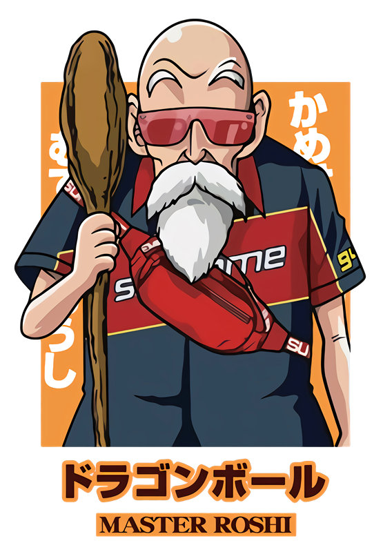 创意动漫风格裁片印花服装印花设计：Master Roshi