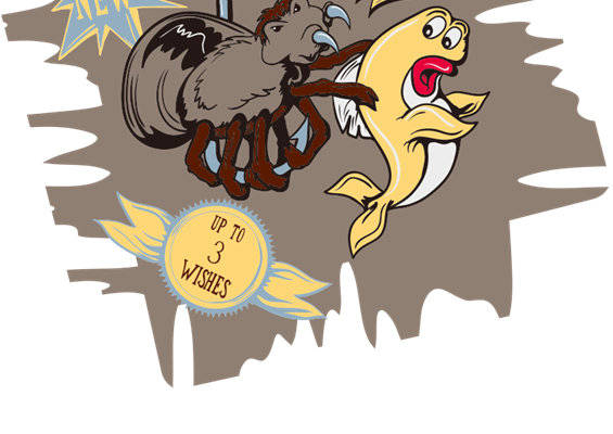 创意卡通金鱼诱饵裁片印花服装印花设计