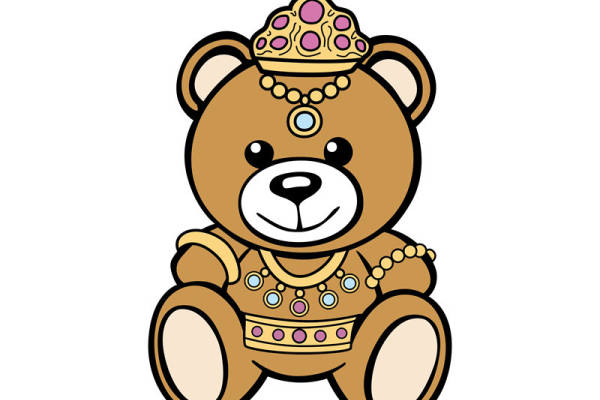 可爱皇冠熊裁片印花服装，时尚儿童服装印花设计