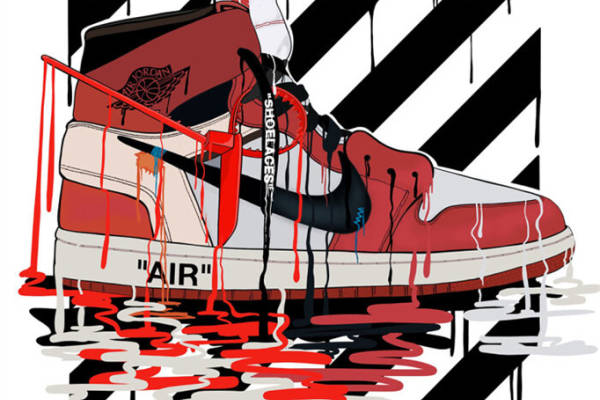 街头风格红白黑裁片印花服装印花设计