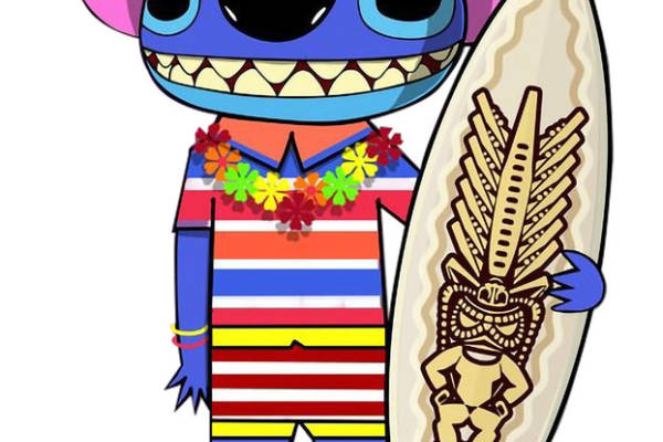 可爱史迪奇裁片印花服装 夏季活力冲浪风格服装印花