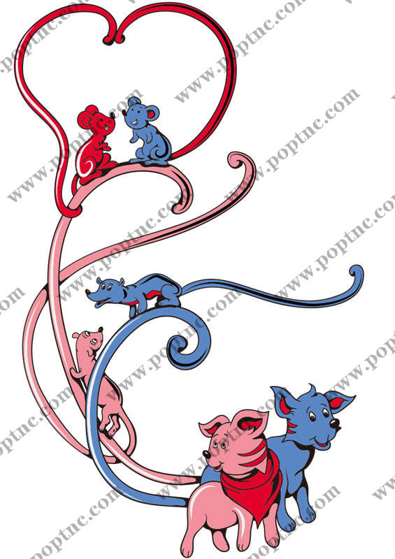 可爱动物主题裁片印花服装印花设计