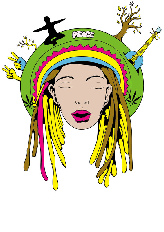 时尚休闲风格彩色裁片印花服装印花设计
