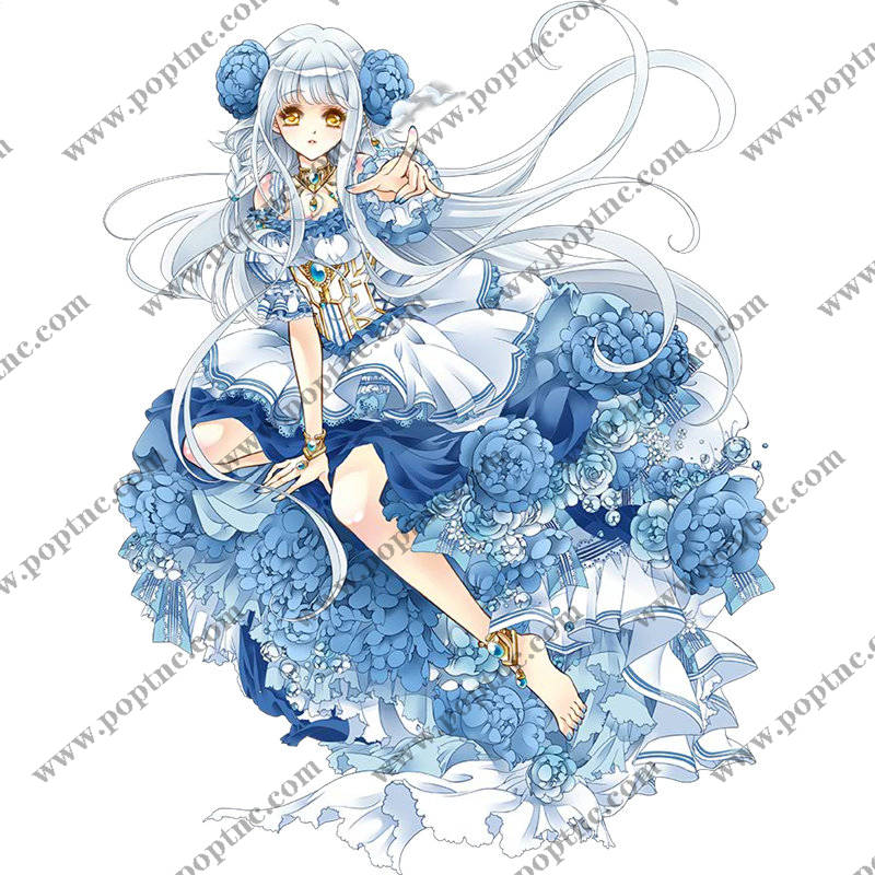 梦幻蓝色花卉裁片印花服装印花设计