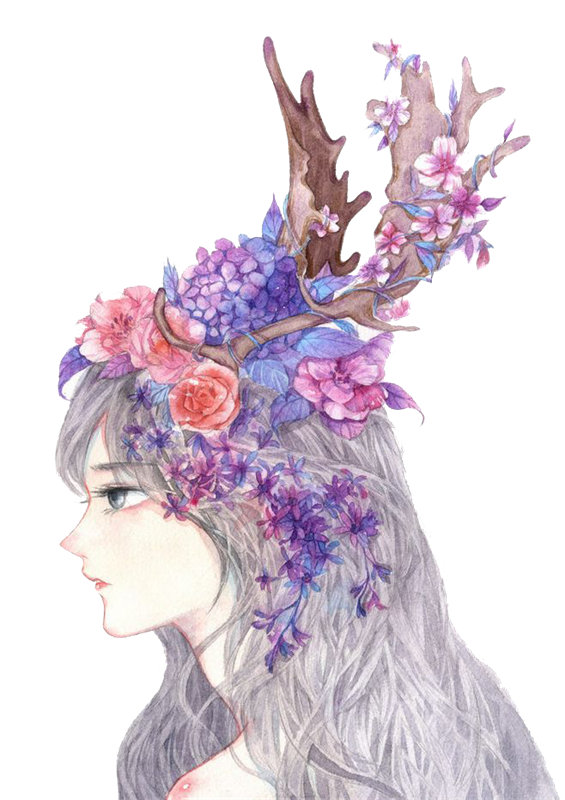 梦幻森林风鹿角花环裁片印花服装设计