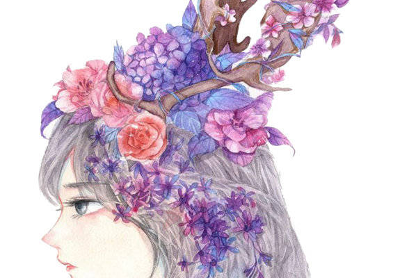 梦幻森林风鹿角花环裁片印花服装设计