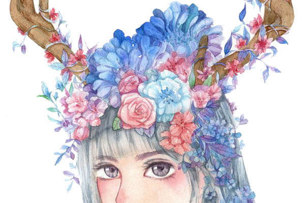 梦幻森林系列：鹿角与花卉结合的服装印花设计