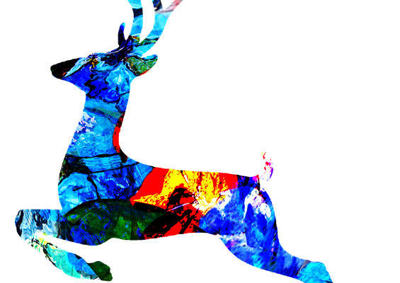 抽象艺术风格鹿裁片印花服装印花设计