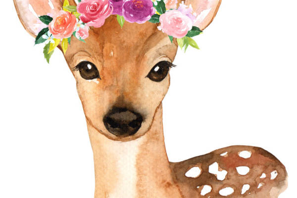 梦幻花卉鹿头裁片印花服装，展现自然之美