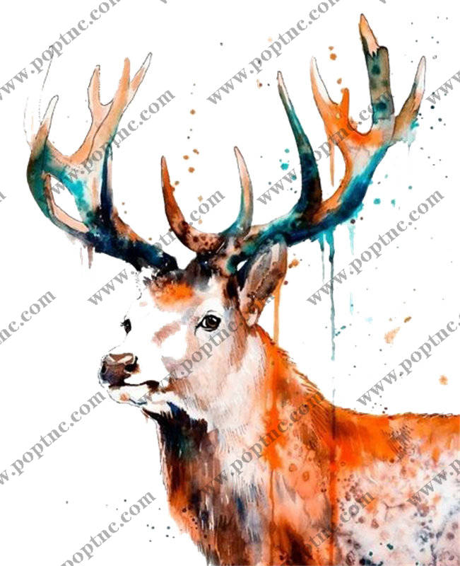 水彩风格鹿头裁片印花服装,展现自然之美的时尚选择