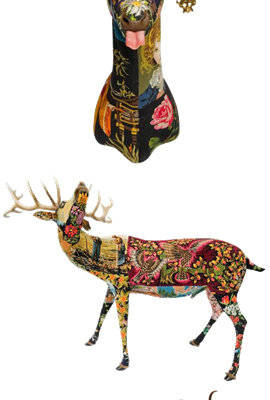 创意艺术风格鹿裁片印花服装印花设计