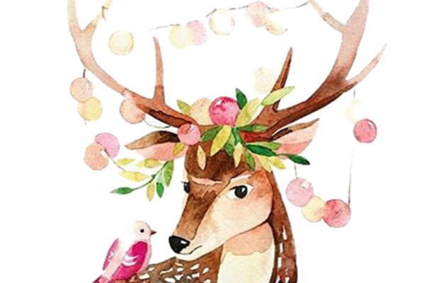 梦幻森林风格鹿头裁片印花服装，自然元素与时尚的完美结合