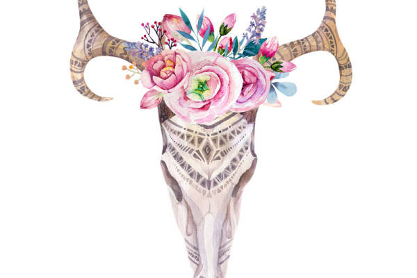 时尚牛头骨裁片印花服装印花设计,展现独特个性