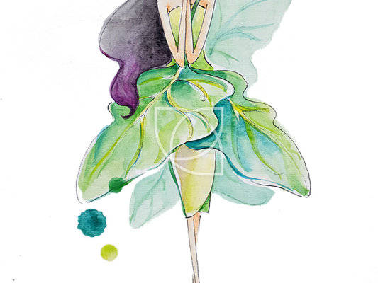 清新自然风绿色裁片印花服装印花设计