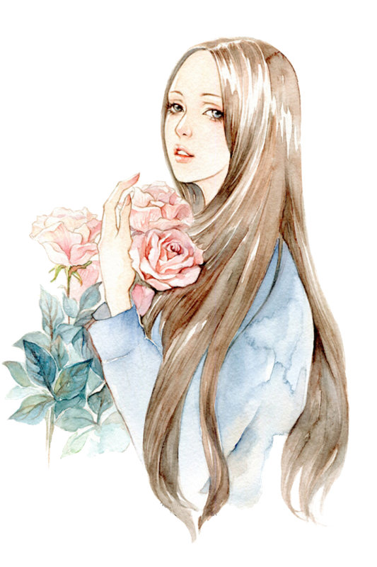 优雅女性与玫瑰裁片印花服装印花设计