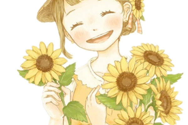 夏日清新风格服装印花设计:阳光女孩与向日葵裁片印花