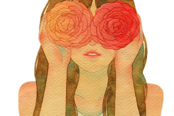 时尚个性服装印花:玫瑰眼罩图案裁片印花设计