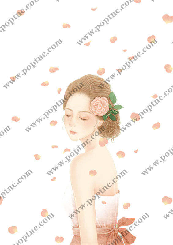 优雅女性粉色玫瑰裁片印花服装印花设计