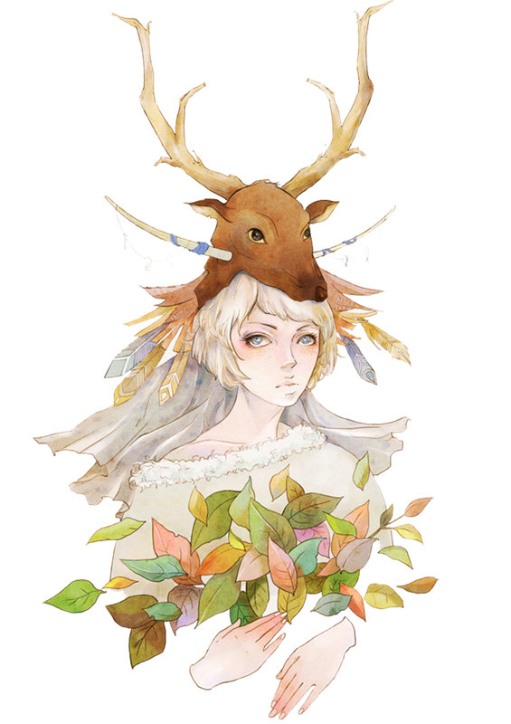 梦幻森林风格鹿角头饰裁片印花服装印花设计