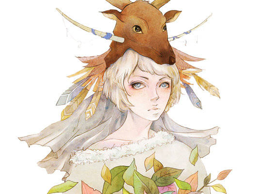 梦幻森林风格鹿角头饰裁片印花服装印花设计