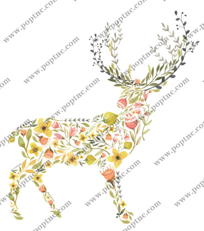 清新自然风格鹿形裁片印花服装印花设计