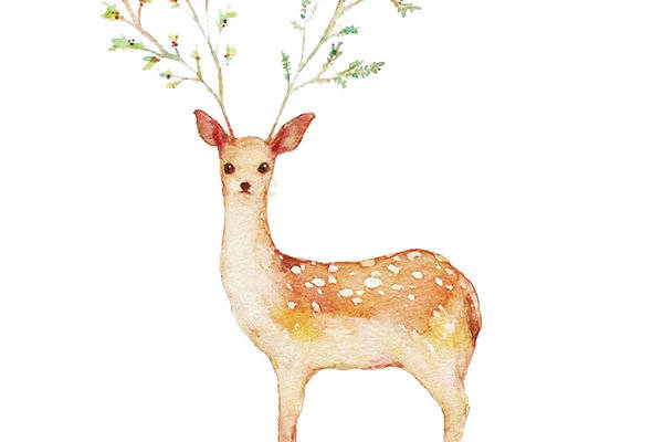 自然风格鹿头裁片印花服装,清新文艺服装印花设计