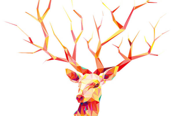 多彩几何鹿头裁片印花服装印花图案设计