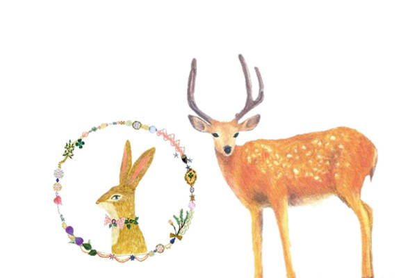 梦幻森林风格鹿与兔子裁片印花服装